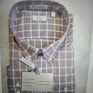 SIZE 4XLT COOPER & STUART (NEW)Red & White Checked Long Sleeve Shirt Lot 176